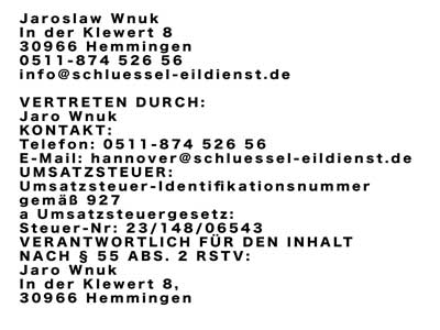 Impressum – Pflichtangaben gemäß gesetzlicher Anbieterkennzeichnung